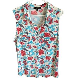 Always Indigo size 2X blue multicolor plus size top Floral New with tags